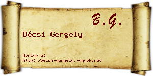Bécsi Gergely névjegykártya